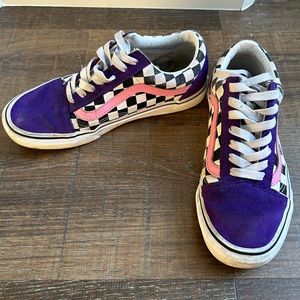 Vans custom designed shoes - pink, purple and black and white checkered